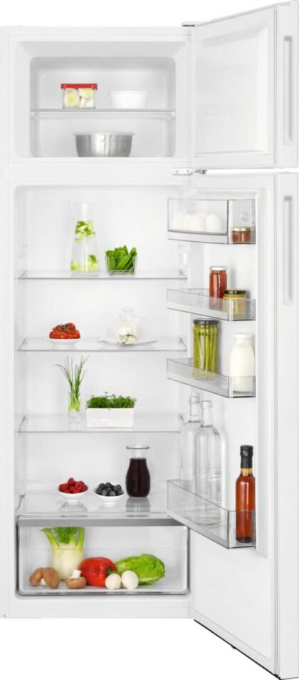 AEG Koelkast combi top vrijstaand, 203/41l, 161x55cm, elektronisch E wit RDB428E1AW AEG Koelkast combi top vrijstaand, 203/41l, 161x55cm, elektronisch E wit RDB428E1AW