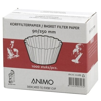 ANIMO KOFFIEZETSYSTEMEN Korffilterpapier 90/250mm, geschikt voor M-line, Aromatic, Excelso, 1000 stuks 01088