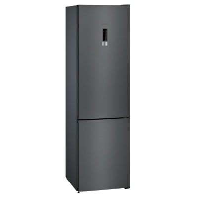 Siemens Huishoud Koelkast combi bottom vrijstaand 279/89L 203x60x66cm NoFrost hyperFresh E zwart KG39N7XEB