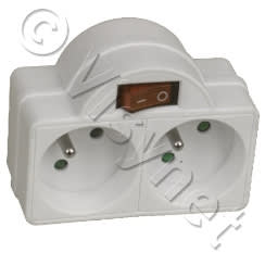 VEDELEC Dominostekker 2 X 16 A wit + schakelaar 0012730