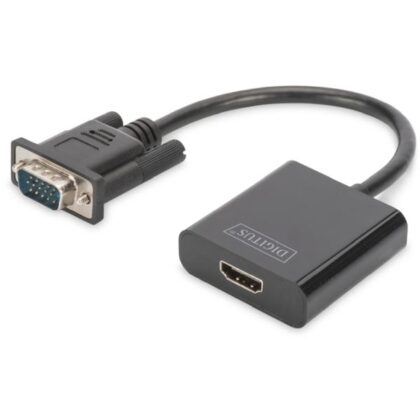assmann VGA to HDMI Converter + Audio (3.5mm) Full HD (1080p), cable type (15 cm), black DA-70473